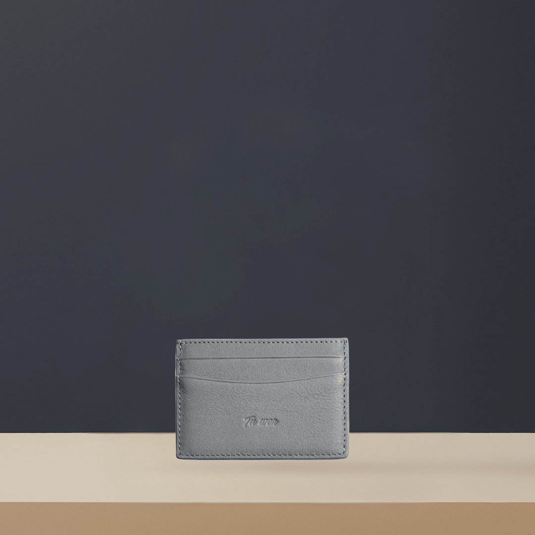 LNS Grey Luxury leather cardholder wallet by Tuwon with minimalist design, crafted for refined everyday essentials