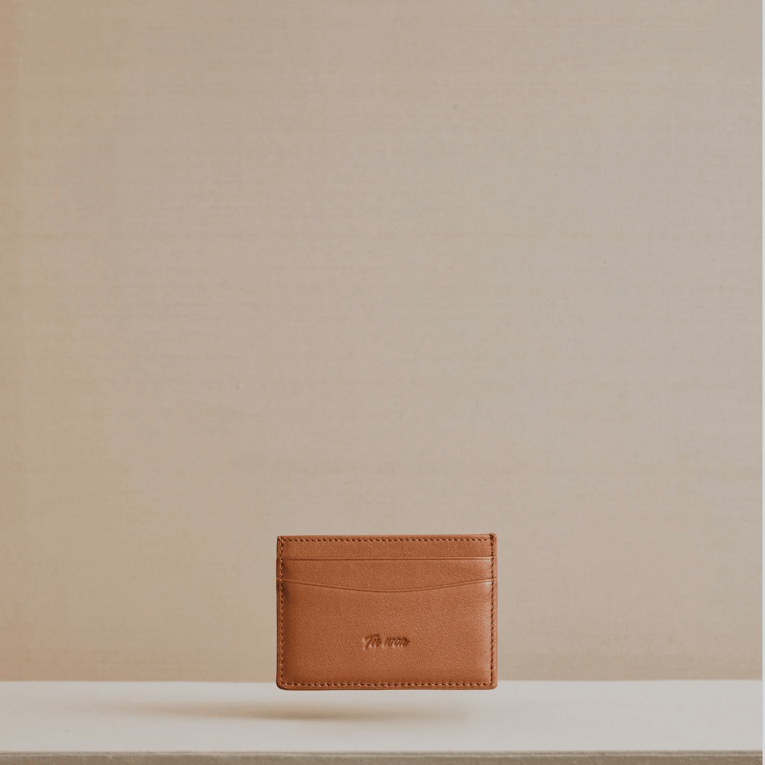 LNS Brown Luxury leather cardholder wallet by Tuwon with minimalist design, crafted for refined everyday essentials