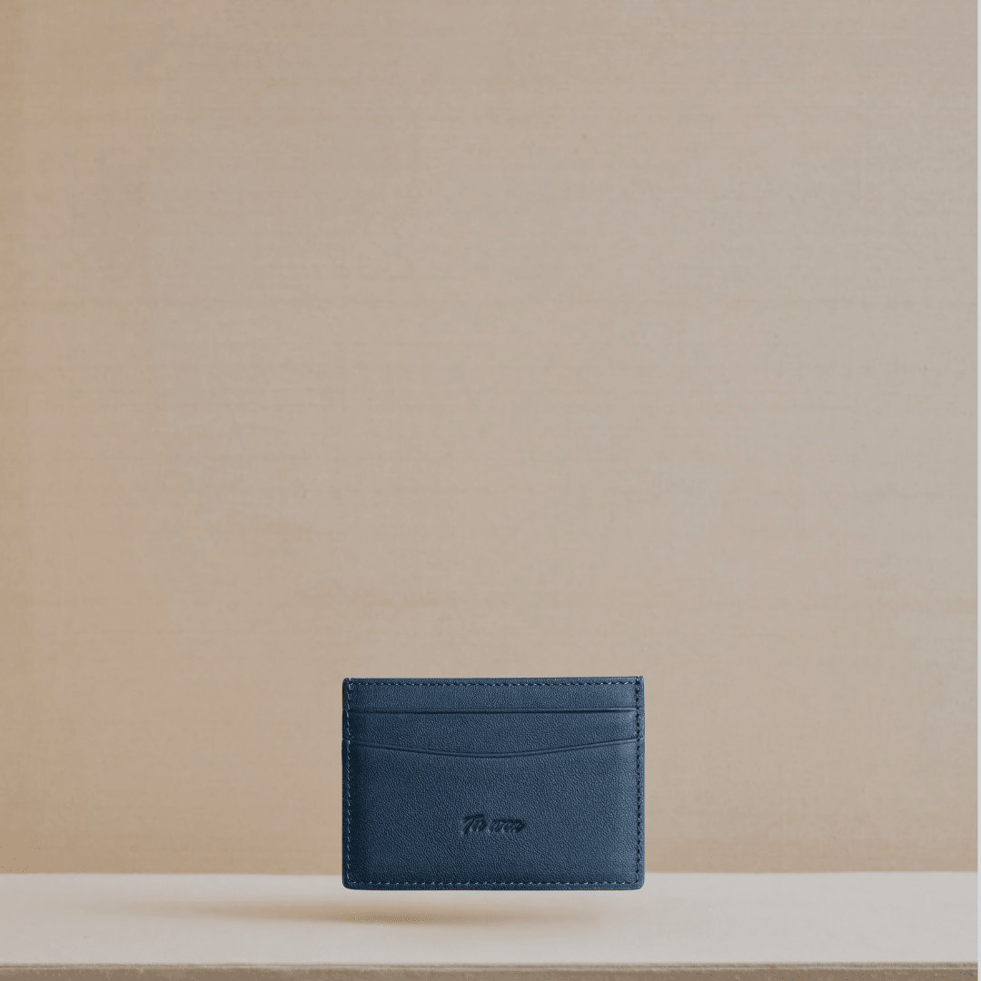 LNS Navy Luxury leather cardholder wallet by Tuwon with minimalist design, crafted for refined everyday essentials