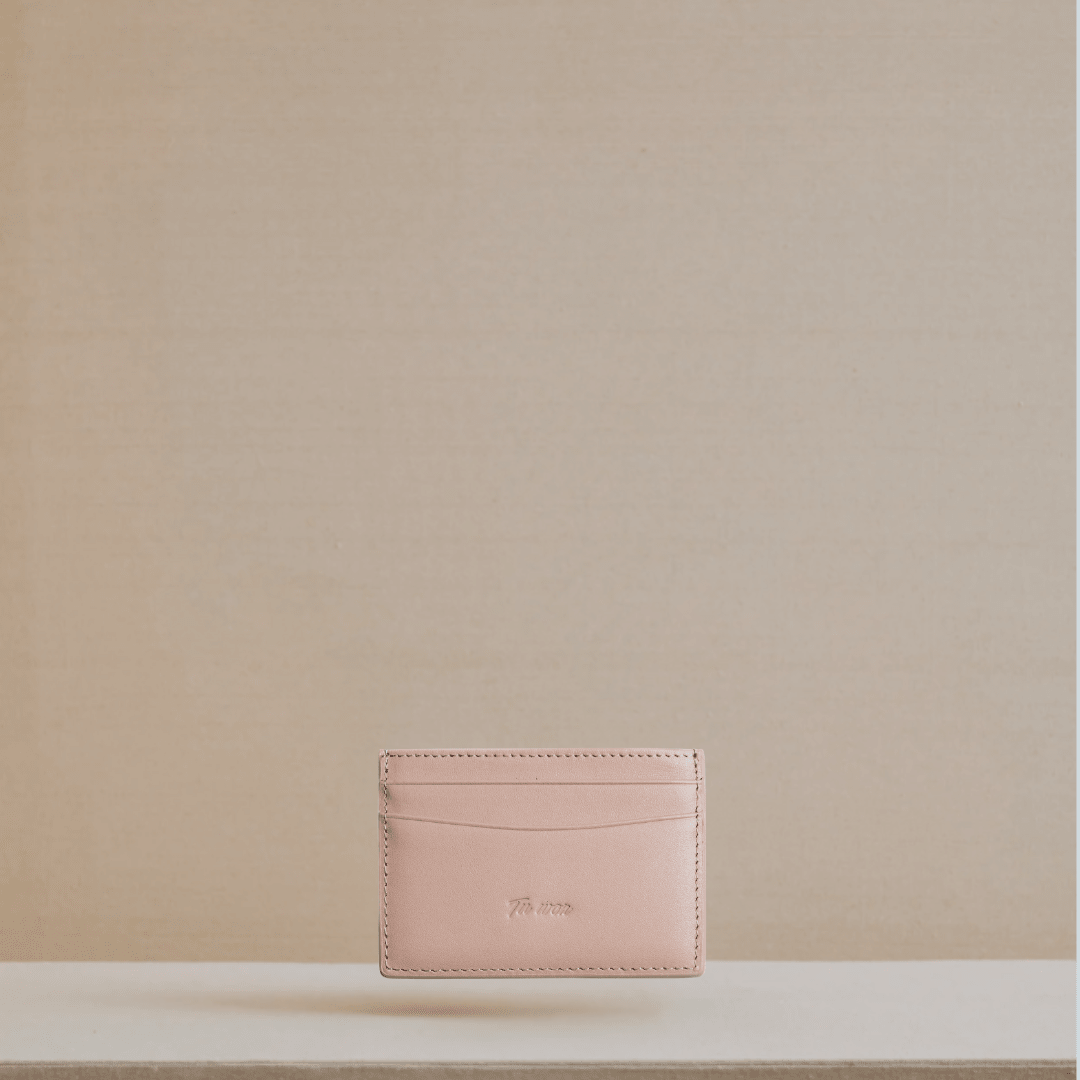 LNS Dusty Pink Luxury leather cardholder wallet by Tuwon with minimalist design, crafted for refined everyday essentials
